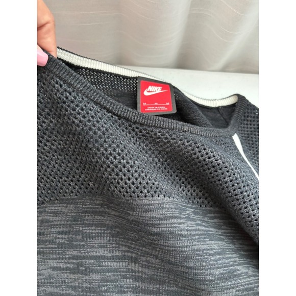 Nike Pullover Sweatshirt Drawstring Hem Athletic Top Activewear Black M - Picture 4 of 6